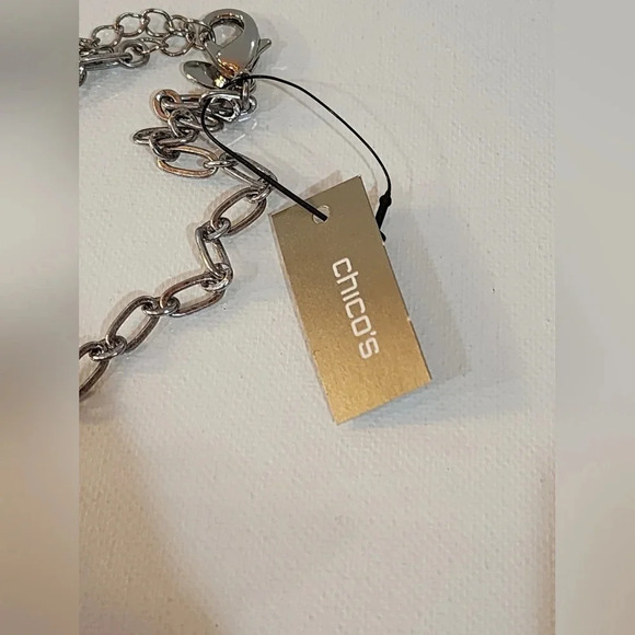 Chico's necklace with silver and gold-tone coin pendants & smoky quartz crystals - Picture 6 of 8